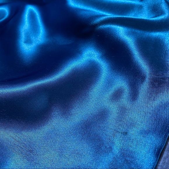 Ralph Lauren Vintage Deep Sky Blue Duchess Silk Satin Gown with Train - Picture 14 of 17